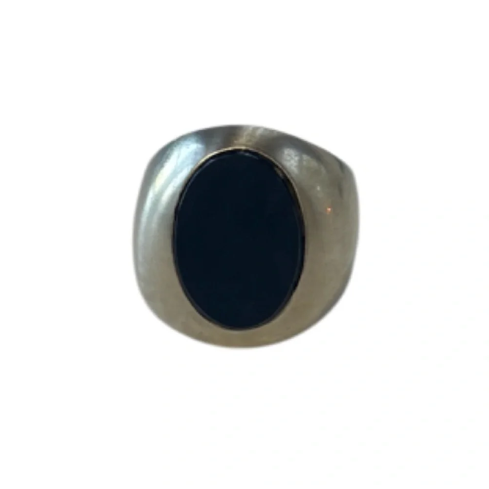 Vintage Mens Ring Mexican Silver Genuine Black Onyx Luxury Handcrafted Chunky